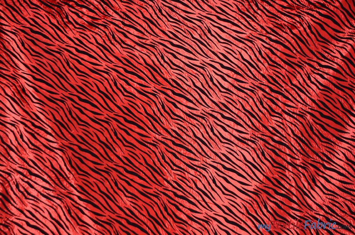 Zebra Flocking Taffeta | Flocking Velvet Zebra on Taffeta Fabric | 60" Wide | Curtains, Apparel, Cosplay, Costume, Decor | Fabric mytextilefabric Yards Red Zebra