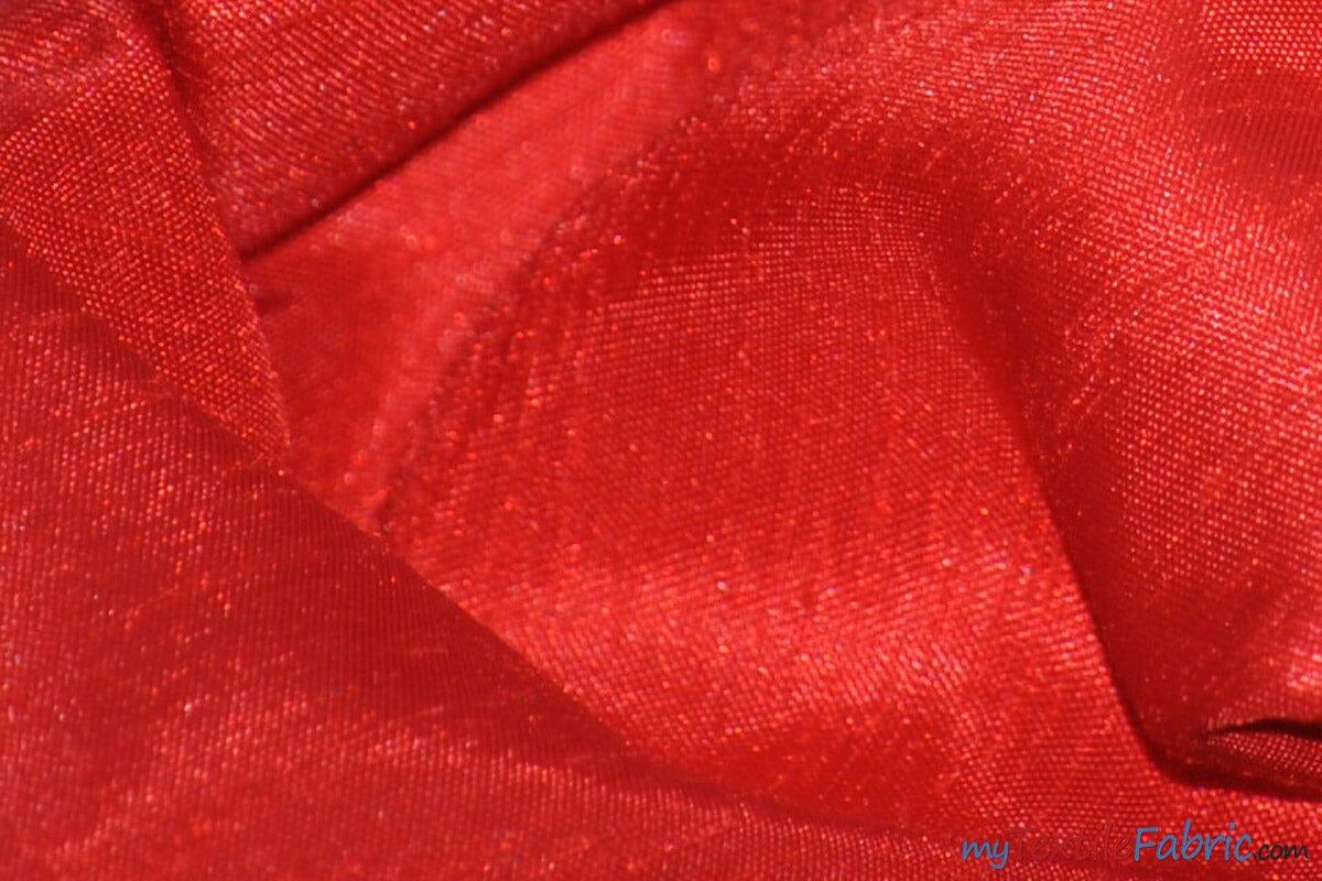 Shantung Satin Fabric | Satin Dupioni Silk Fabric | 60" Wide | Multiple Colors | Continuous Yards | Fabric mytextilefabric Yards Red