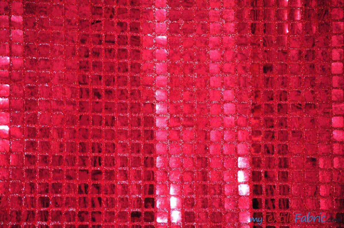 Square Sequins Fabric | Quad Sequins Fabric | 45" Wide | Multiple Colors | Decor and Costumes | Fabric mytextilefabric Yards Red