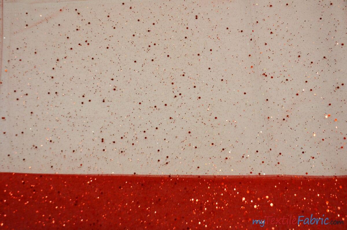 Tulle Glitter with Sequins and Glitter | 60" Wide | Multiple Colors | Glitter Tulle Fabric with Sequins Embellishments | Fabric mytextilefabric Yards Red