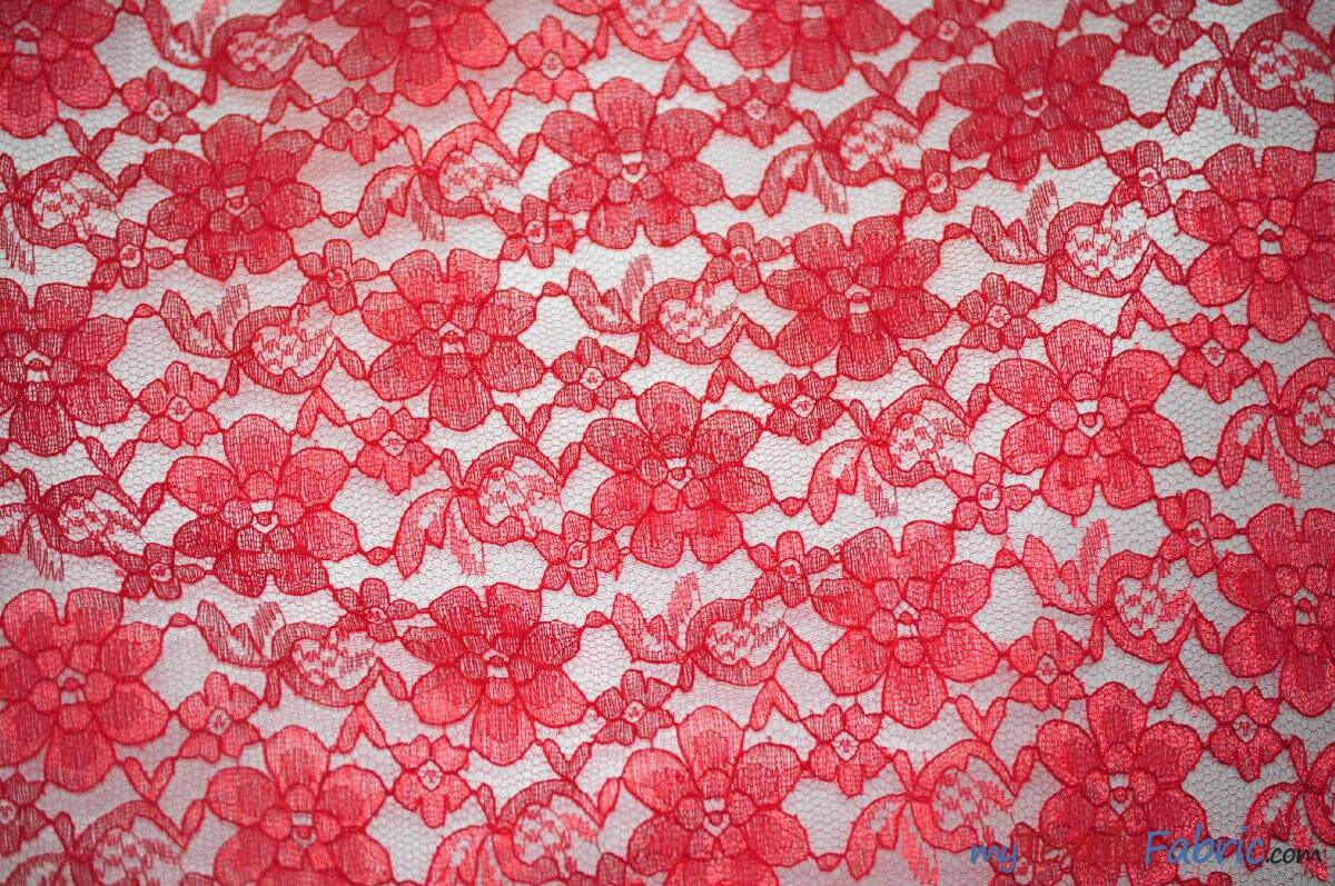 Raschel Lace Fabric | 60" Wide | Vintage Lace Fabric | Bridal Lace, Decoration, Curtain, Tablecloth | Boutique Lace Fabric | Floral Lace Fabric | Fabric mytextilefabric Yards Red