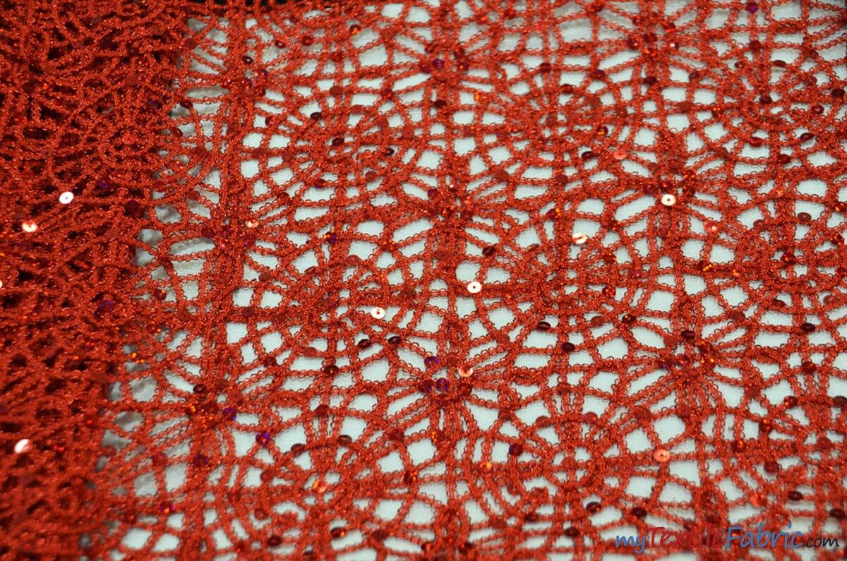 Open Weave Chain Chemical Lace Fabric | 50" Wide | 10 Colors | Fabric mytextilefabric Yards Red
