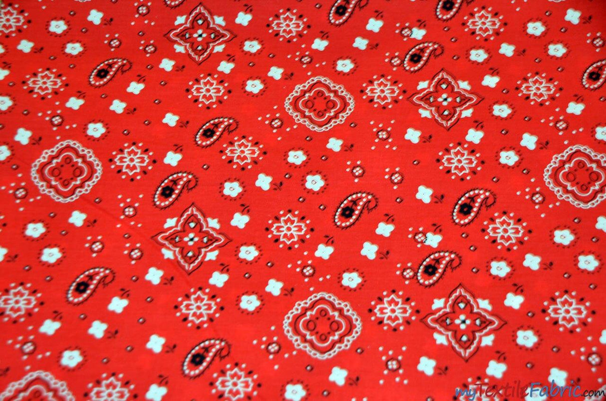 Bandana Cotton Print | Bandanna Fabric | 58/60" Wide | Multiple Colors | Fabric mytextilefabric Yards Red