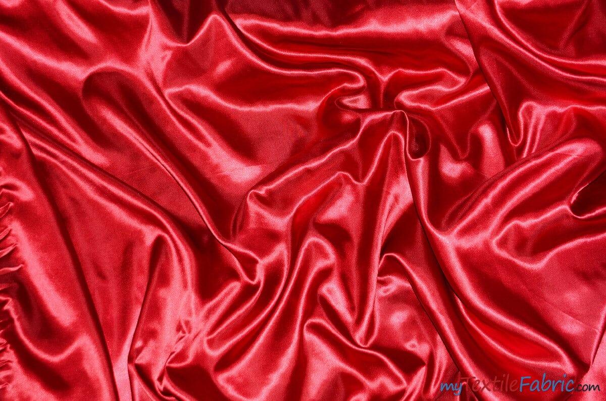 Silky Soft Medium Satin Fabric | Lightweight Event Drapery Satin | 60" Wide | Economic Satin by the Wholesale Bolt | Fabric mytextilefabric Bolts Red 0069