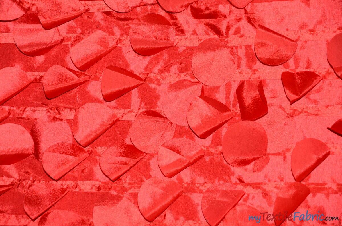Petal Taffeta Fabric | Hanging Round Petal Taffeta | 57" Wide | Multiple Colors Fabric mytextilefabric Yards Red