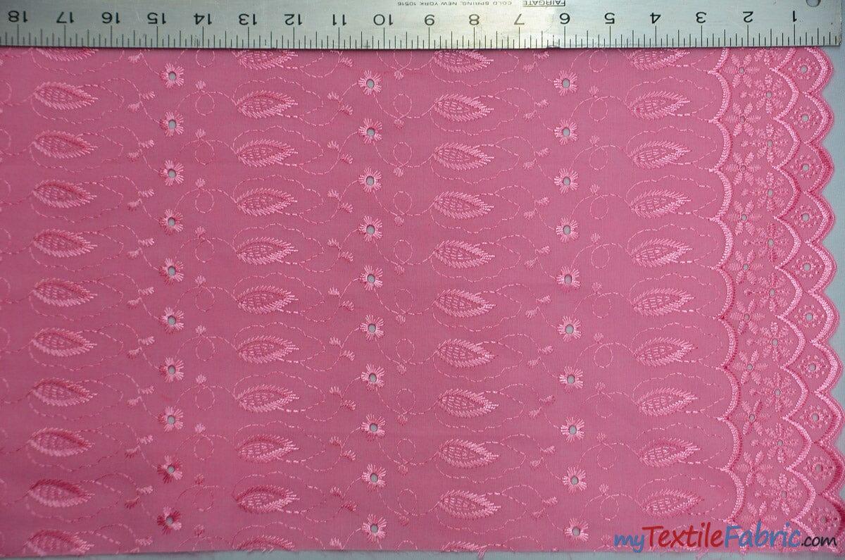 Polyester Cotton Eyelet Embroidery | Double Sided Border | 45" Wide | Multiple Colors | Fabric mytextilefabric Yards Rose