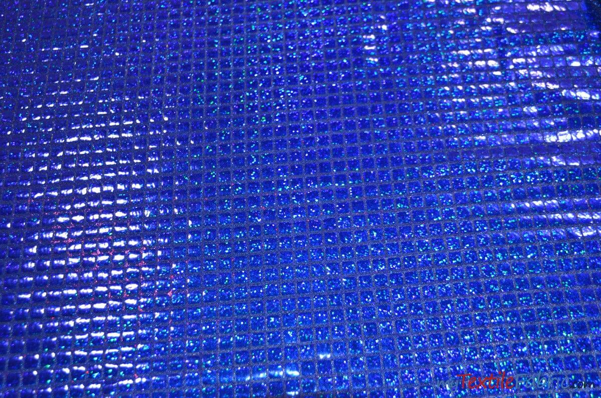 Hologram Square Sequins Fabric | Holographic Quad Sequins Fabric by the Yard | 40" Wide | Glued on Sequins for Decoration | 7 Colors | Fabric mytextilefabric Yards Royal Blue