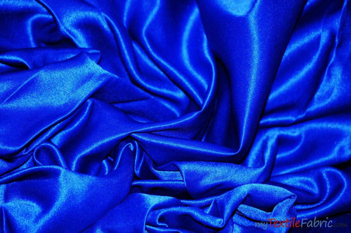 Stretch Matte Satin Peau de Soie Fabric | 60" Wide | Stretch Duchess Satin | Stretch Dull Lamour Satin for Bridal, Wedding, Costumes, Bridesmaid Dress Fabric mytextilefabric Yards Royal Blue