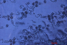 Load image into Gallery viewer, Ribbon Taffeta Fabric | Ribbon Cord Taffeta Embroidery | 54&quot; Wide | Multiple Colors | Fabric mytextilefabric Yards Royal Blue 
