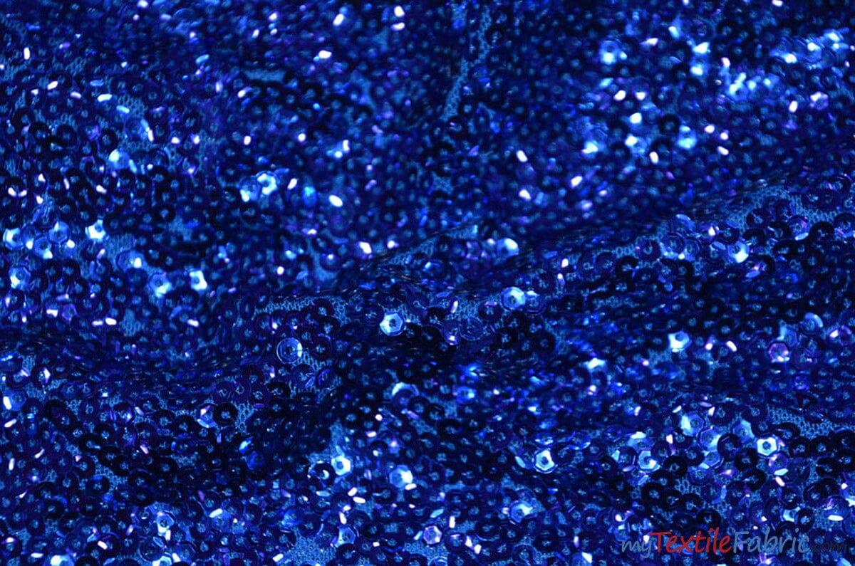Gatsby Sequins Fabric | 6mm Flat Sewn Sequins on Mesh | 52" Wide | Multiple Colors | Fabric mytextilefabric Yards Royal Blue