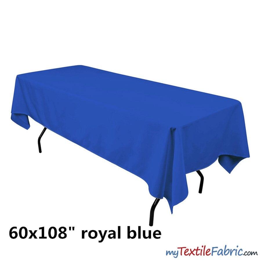 60" x 108" Banquet Polyester Tablecloth | Sold By Piece or Wholesale Box | Fabric mytextilefabric By Piece Royal Blue