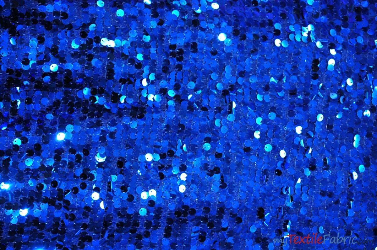 New York Dazzle Sequins Fabric | 6mm Sequins Fabric | 52" Wide | Multiple Colors | Fabric mytextilefabric Yards Royal Blue