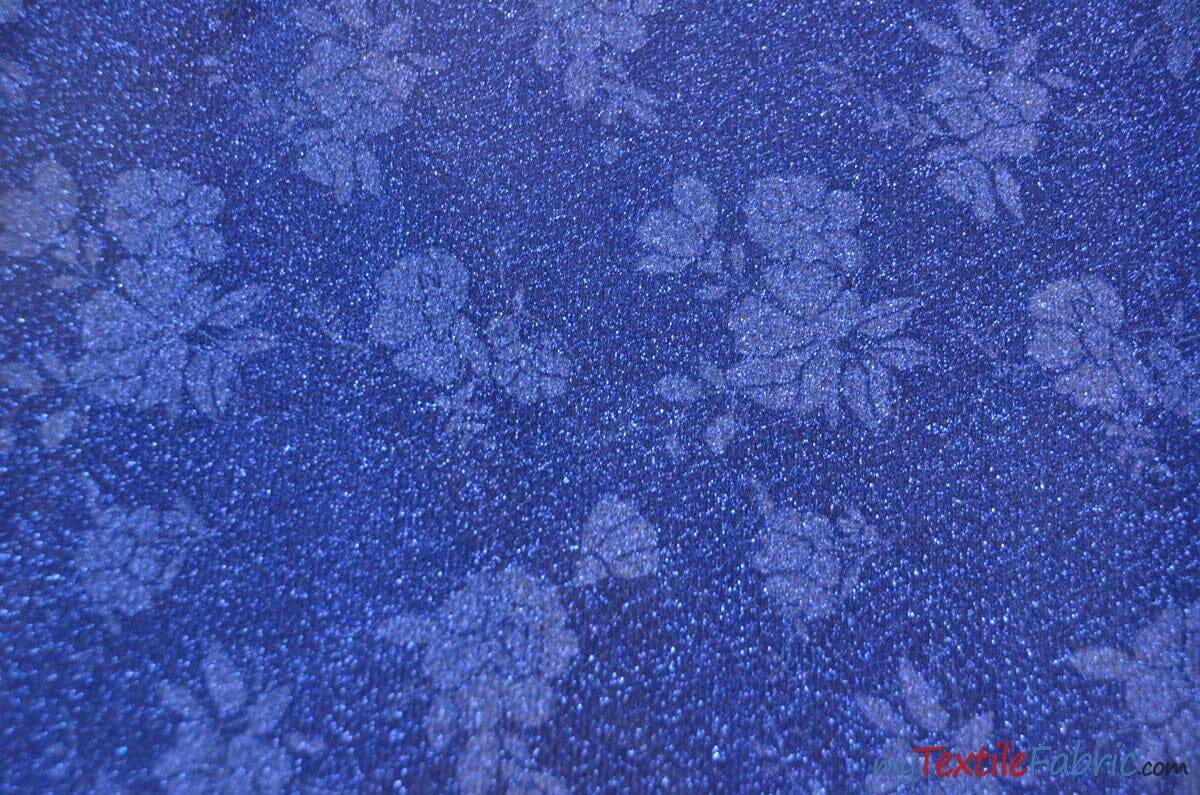 Embossed Floral Lurex Fabric | Tinsel Metallic Fabric | 54" Wide | 3 Colors | Fabric mytextilefabric Yards Royal