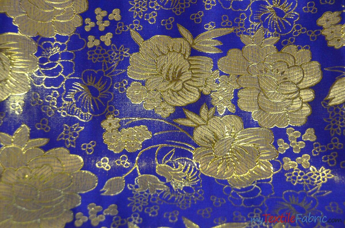 Oriental Metallic Flower Brocade | Metallic Brocade B23 | 58" Wide | Chinese Brocade Fabric | Fabric mytextilefabric Yards Royal