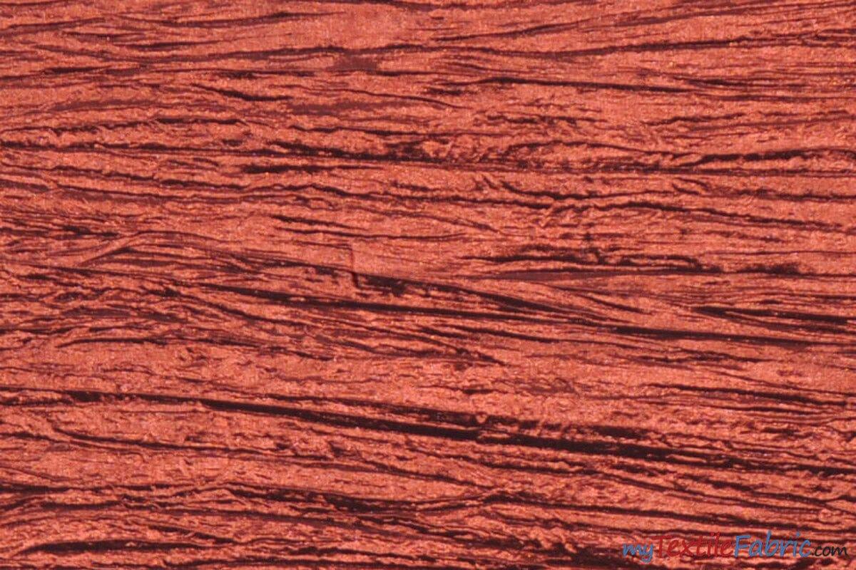 Crease Taffeta Fabric | Crush Taffeta | 52" Wide | Continuous Yards | Multiple Colors | Fabric mytextilefabric Yards Rust