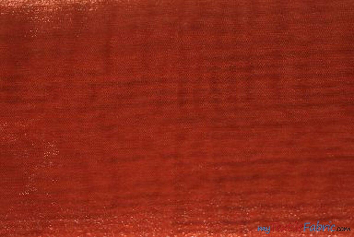 Crystal Organza Fabric | Sparkle Sheer Organza | 60" Wide | Continuous Yards | Multiple Colors | Fabric mytextilefabric Yards Rust