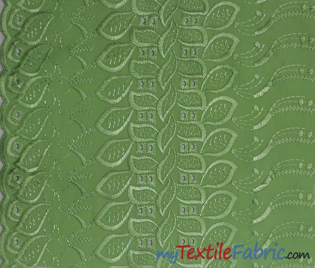 Polyester Cotton Eyelet Embroidery | One Side Scallop | 45" Wide | Multiple Colors | Fabric mytextilefabric Yards Sage
