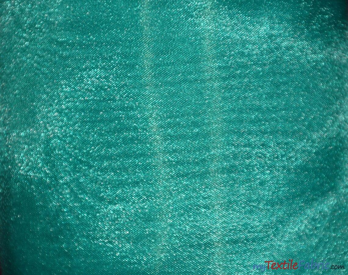 Crystal Organza Fabric | Sparkle Sheer Organza | 60" Wide | Continuous Yards | Multiple Colors | Fabric mytextilefabric Yards Seafoam
