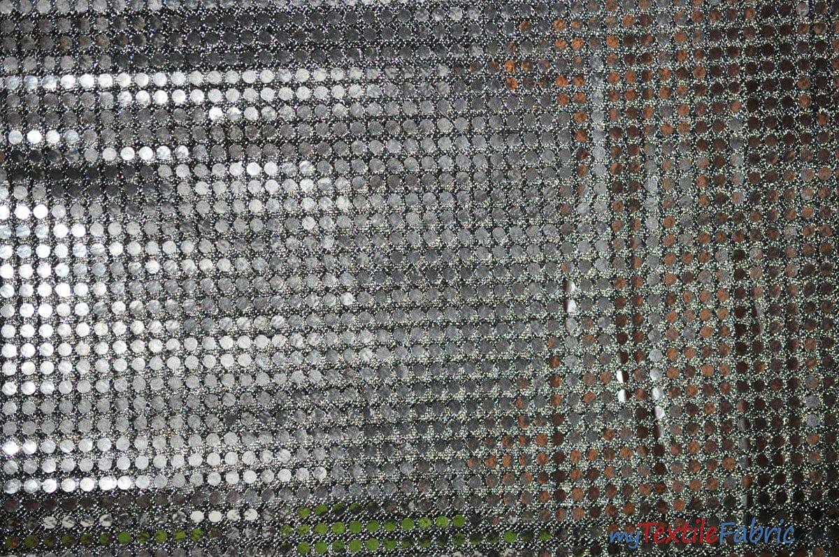 Confetti Dot Sequins Fabric | 6mm Sequins Fabric | 45" Wide | Glued 6mm Sequins Fabric | Costume Cosplay Fashion Decoration | Fabric mytextilefabric Yards Silver Black