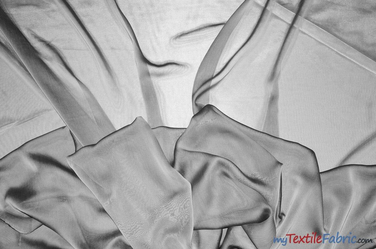 Two Tone Chiffon Fabric | Iridescent Chiffon Fabric | 60" Wide | Clean Edge | Multiple Colors | Continuous Yards | Fabric mytextilefabric Yards Silver Black