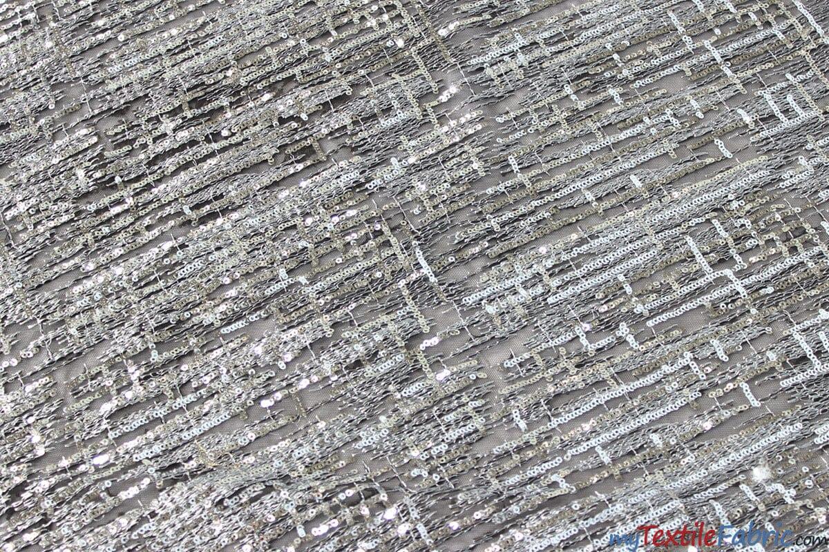 Sequins Everleigh Lace Fabric | Everleigh Embroidery | 52" Wide | Multiple Colors | Fabric mytextilefabric Yards Silver Black