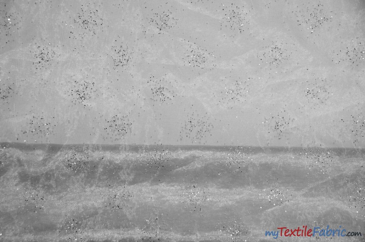 Sparkle Organza Fabric | Glitter Beads on Organza Fabric | 58" Wide | Fabric mytextilefabric Yards Silver