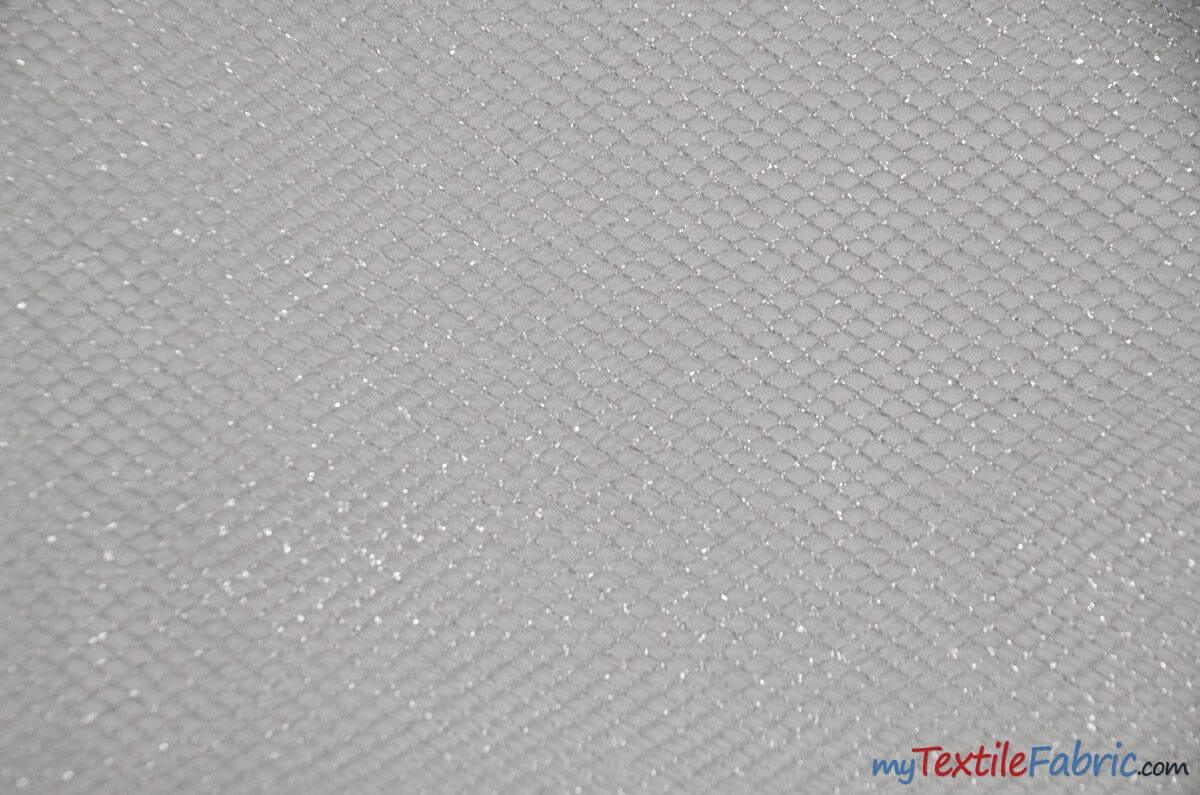 Metallic Lurex Mesh | Metallic Fish Net | 58" Wide | Silver Metallic Net | Metallic Mesh for Cosplay, Dance wear, Costumes. Tutu | newtextilefabric Yards Silver