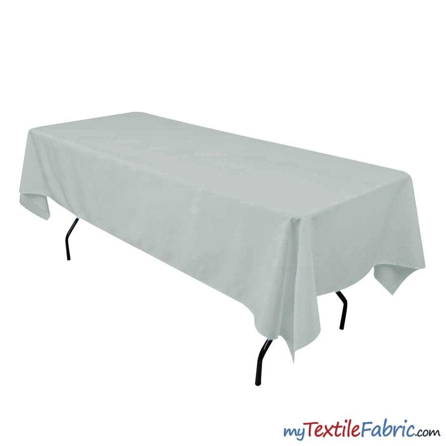 60" x 108" Banquet Polyester Tablecloth | Sold By Piece or Wholesale Box | Fabric mytextilefabric By Piece Silver