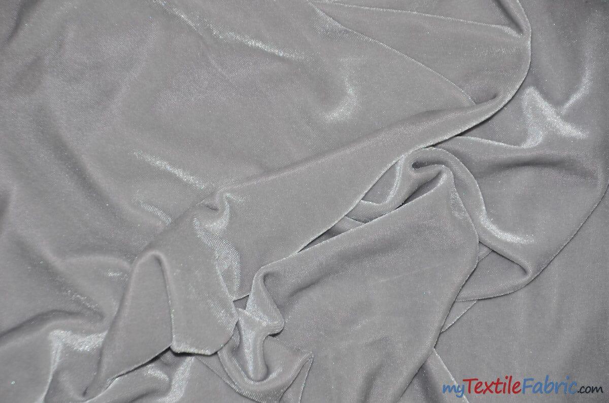 Soft and Plush Stretch Velvet Fabric | Stretch Velvet Spandex | 58" Wide | Spandex Velour for Apparel, Costume, Cosplay, Drapes | Fabric mytextilefabric Yards Silver