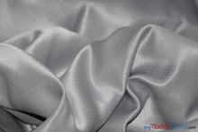 Load image into Gallery viewer, L&#39;Amour Satin Fabric | Polyester Matte Satin | Peau De Soie | 60&quot; Wide | Continuous Yards | Wedding Dress, Tablecloth, Multiple Colors | Fabric mytextilefabric Yards Silver 
