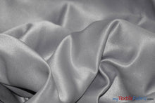 Load image into Gallery viewer, Stretch Matte Satin Peau de Soie Fabric | 60&quot; Wide | Stretch Duchess Satin | Stretch Dull Lamour Satin for Bridal, Wedding, Costumes, Bridesmaid Dress Fabric mytextilefabric Yards Silver 
