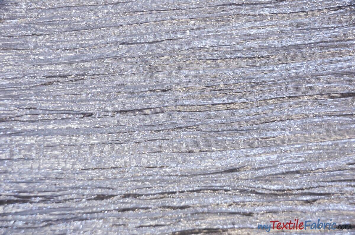 Crush Lame | Metallic Crease Crinkled Lame | 52" Wide | Fabric mytextilefabric Yards Silver