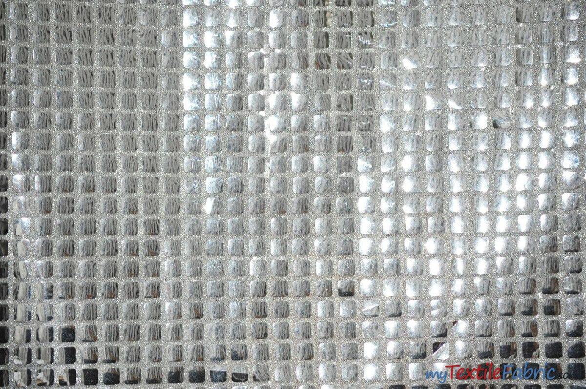 Square Sequins Fabric | Quad Sequins Fabric | 45" Wide | Multiple Colors | Decor and Costumes | Fabric mytextilefabric Yards Silver