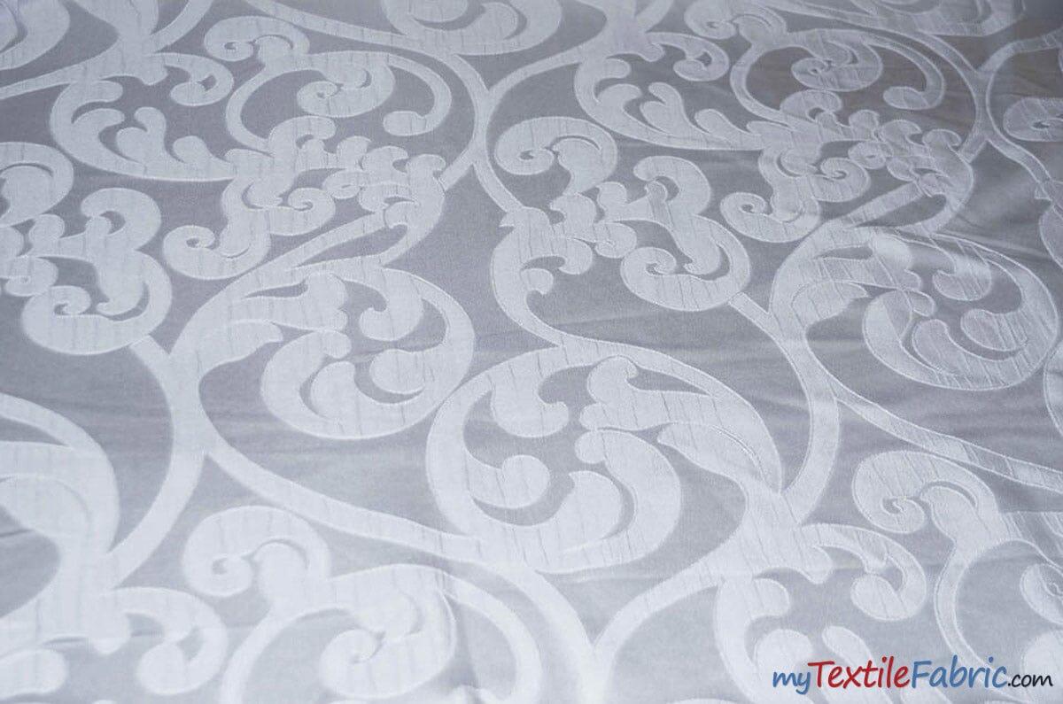 Victorian Damask Jacquard Fabric | Victorian Damask Brocade | 60" Wide | Drapery, Curtains, Tablecloth, Costume | Multiple Colors | Fabric mytextilefabric Yards Silver