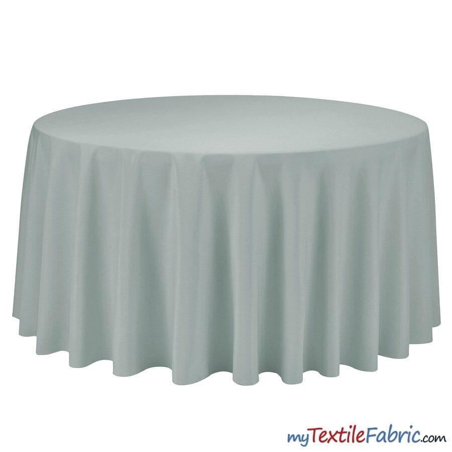 108" Round Polyester Seamless Tablecloth | Sold by Single Piece or Wholesale Box | Fabric mytextilefabric By Piece Silver