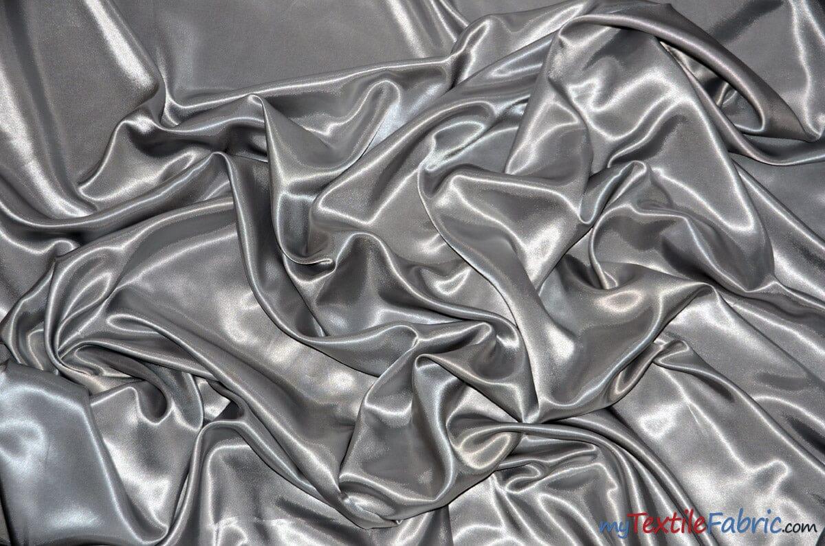 Silky Soft Medium Satin Fabric | Lightweight Event Drapery Satin | 60" Wide | Economic Satin by the Wholesale Bolt | Fabric mytextilefabric Bolts Silver 0034
