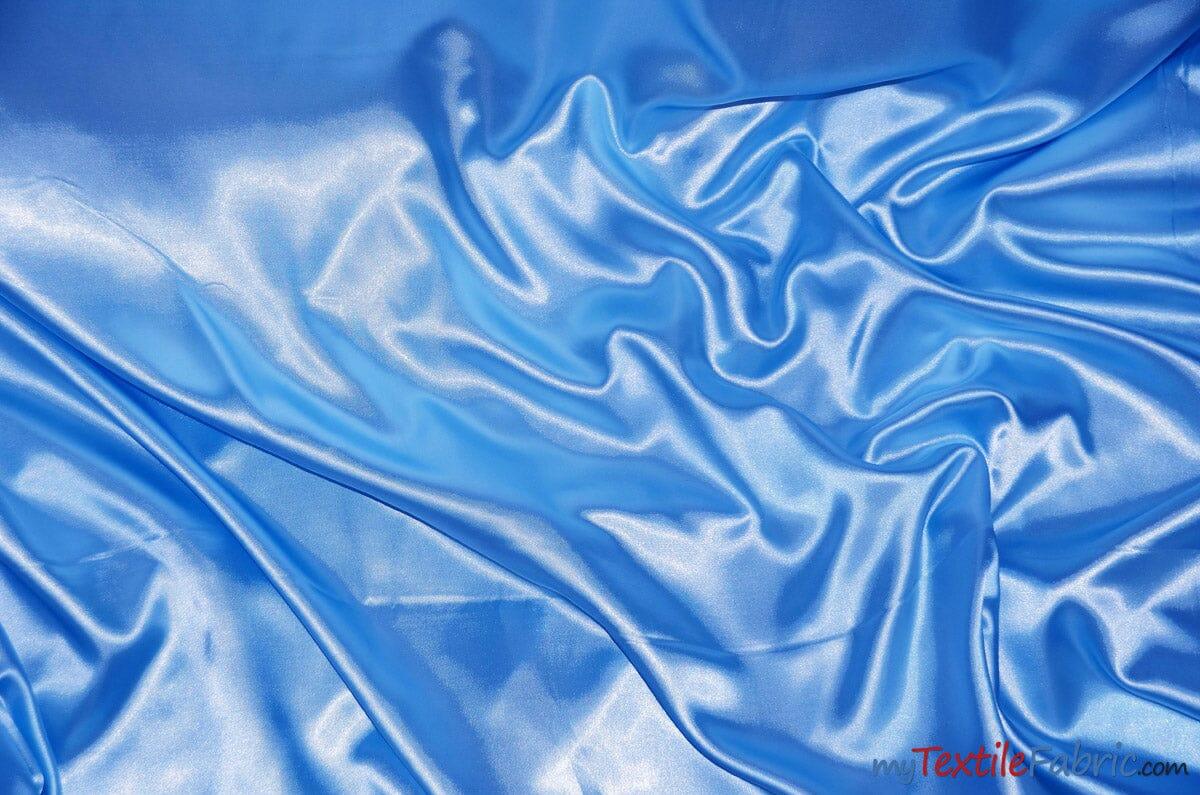 Silky Soft Medium Satin Fabric | Lightweight Event Drapery Satin | 60" Wide | Economic Satin by the Wholesale Bolt | Fabric mytextilefabric Bolts Sky Blue 0082