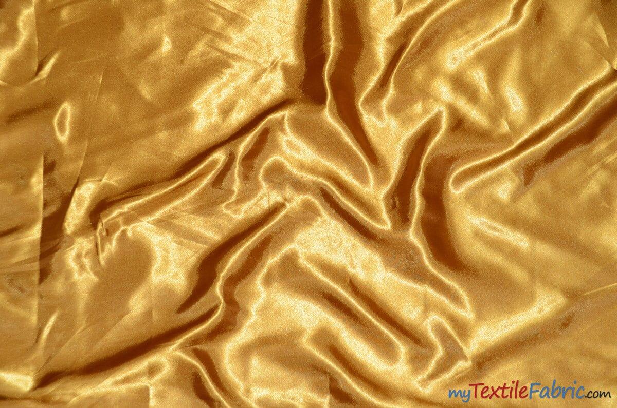 Silky Soft Medium Satin Fabric | Lightweight Event Drapery Satin | 60" Wide | Economic Satin by the Wholesale Bolt | Fabric mytextilefabric Bolts Sun Gold 0073