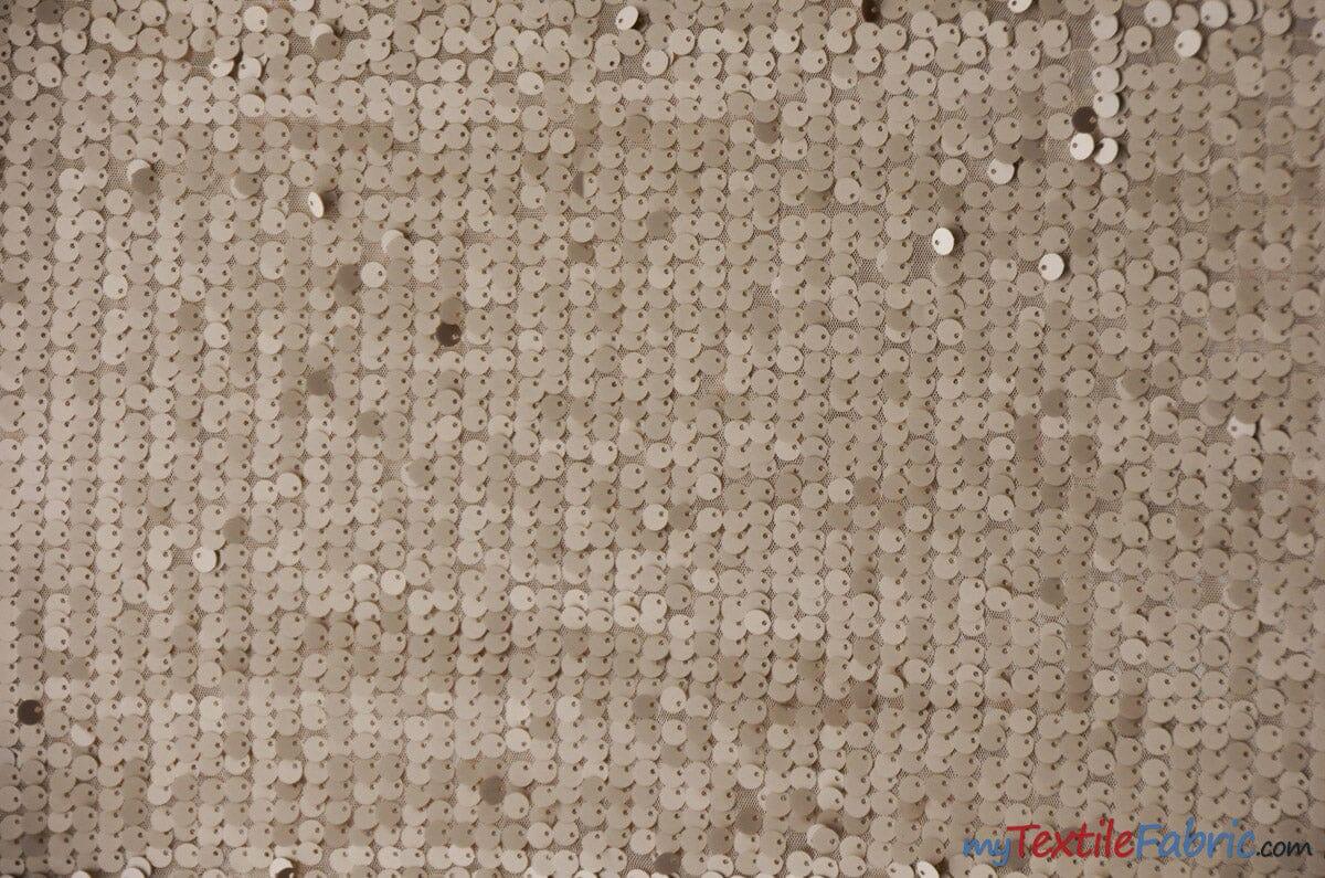 New York Dazzle Sequins Fabric | 6mm Sequins Fabric | 52" Wide | Multiple Colors | Fabric mytextilefabric Yards Taupe