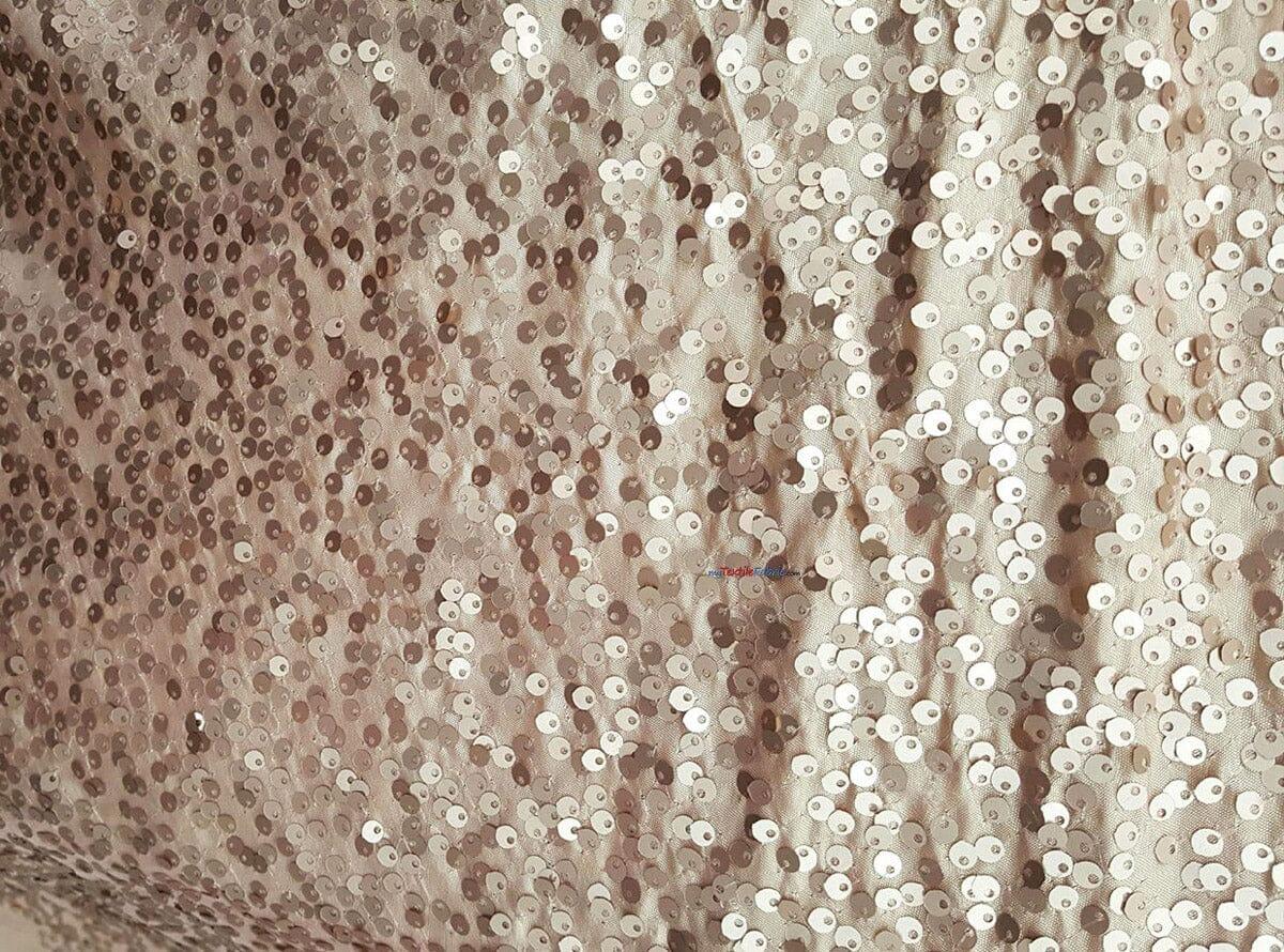 Sequins Taffeta Fabric by the Yard | Glitz Sequins Taffeta Fabric | Raindrop Sequins | 54" Wide | Tablecloths, Runners, Dresses, Apparel | Fabric mytextilefabric Yards Taupe