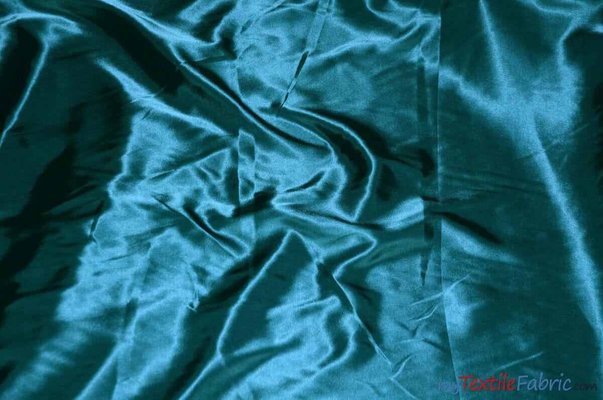 Silky Soft Medium Satin Fabric | Lightweight Event Drapery Satin | 60" Wide | Economic Satin by the Wholesale Bolt | Fabric mytextilefabric Bolts Teal 0028