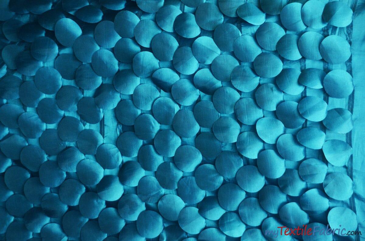 Petal Taffeta Fabric | Hanging Round Petal Taffeta | 57" Wide | Multiple Colors Fabric mytextilefabric Yards Teal