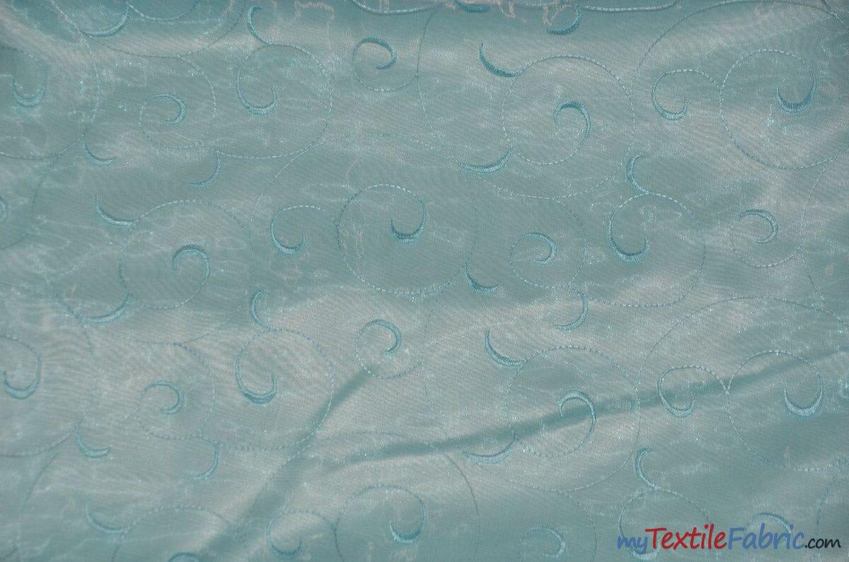 Swirl Organza Fabric | Embroidered Swirl Sheer | 54" Wide | Multiple Colors | Fabric mytextilefabric Yards 951 Blue