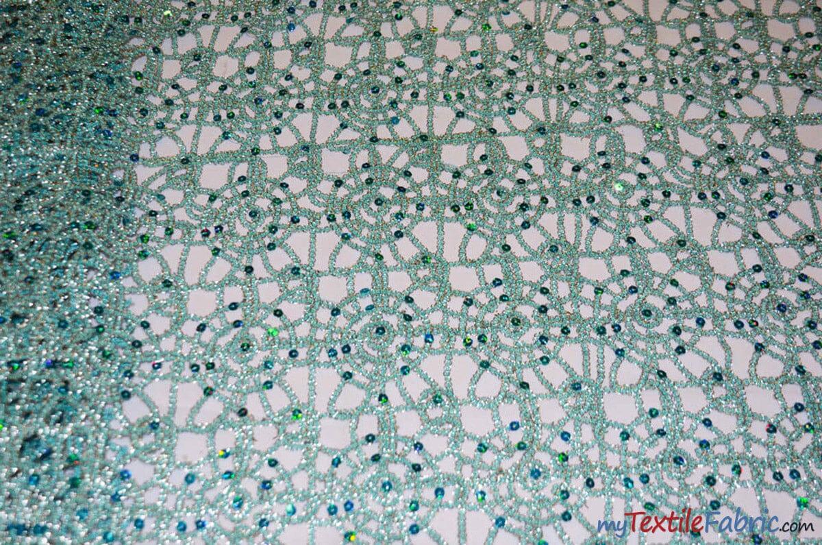 Open Weave Chain Chemical Lace Fabric | 50" Wide | 10 Colors | Fabric mytextilefabric Yards 951 Blue