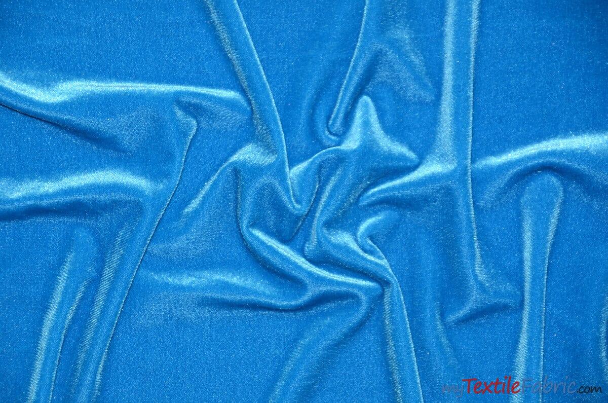 Soft and Plush Stretch Velvet Fabric | Stretch Velvet Spandex | 58" Wide | Spandex Velour for Apparel, Costume, Cosplay, Drapes | Fabric mytextilefabric Yards Turquoise