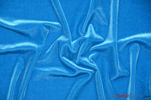 Load image into Gallery viewer, Soft and Plush Stretch Velvet Fabric | Stretch Velvet Spandex | 58&quot; Wide | Spandex Velour for Apparel, Costume, Cosplay, Drapes | Fabric mytextilefabric Yards Turquoise 

