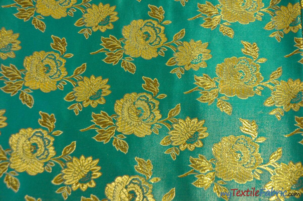 Oriental Metallic Flower Brocade | Metallic Brocade B88 | 58" Wide | Chinese Brocade Fabric | Fabric mytextilefabric