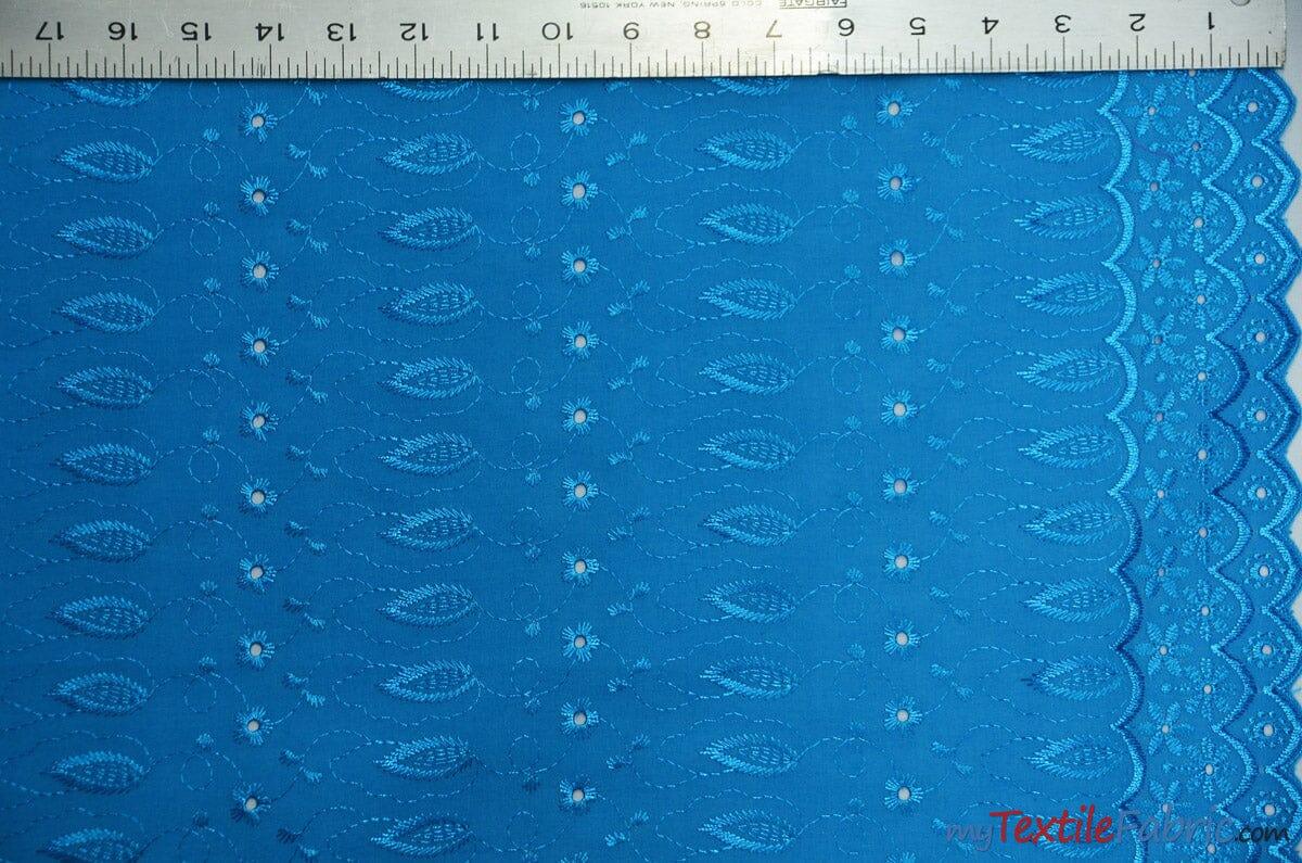 Polyester Cotton Eyelet Embroidery | Double Sided Border | 45" Wide | Multiple Colors | Fabric mytextilefabric Yards Turquoise