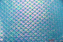 Load image into Gallery viewer, 4 Way Stretch Dancewear Fabric | Paradise Mermaid Hologram Spandex | 58/60&quot; Wide | Multiple Colors | Fabric mytextilefabric Yards Turquoise 
