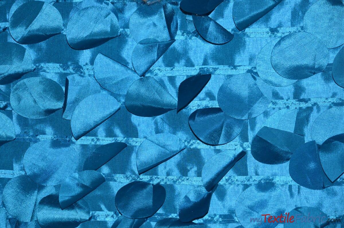Petal Taffeta Fabric | Hanging Round Petal Taffeta | 57" Wide | Multiple Colors Fabric mytextilefabric Yards Turquoise